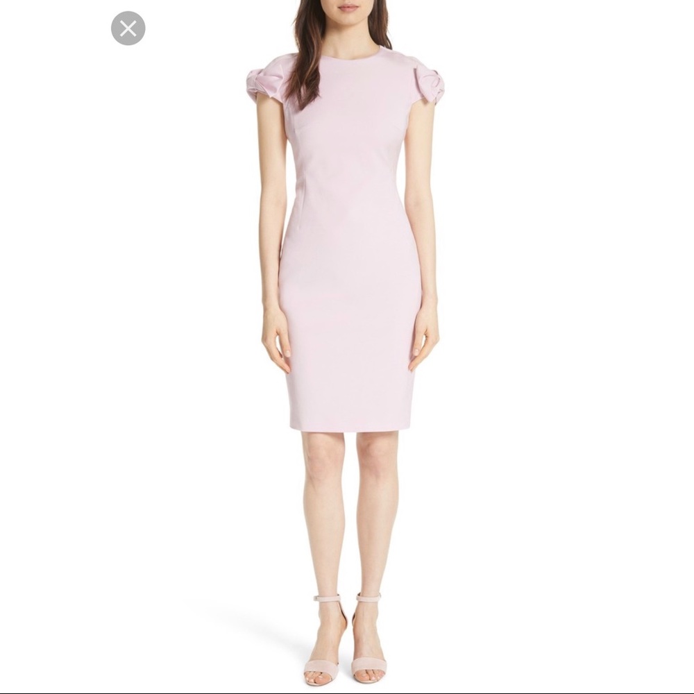 Ted Baker bow shoulder pencil dress in pink